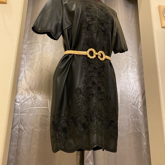 NWT Black Faux leather Zara dress L - Picture 5 of 8